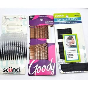 Hair Accessory Lot Scunci Side Combs Goody Bobby Pins Conair NWT Sealed Bundle